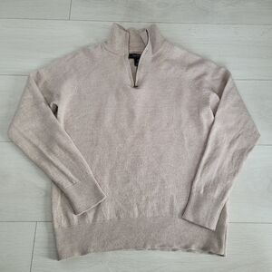 Isaac Mizrahi Cream 1/2 Zip 100% Merino Wool Sweater